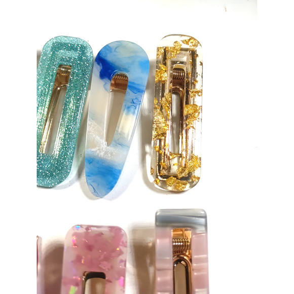 Hair Barrettes Clips Lot Of 8 Sparkles Retro Classic - Picture 7 of 11